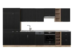 Mueble de cocina rayas negras/roble dorado 355x46x81.6 fame-line