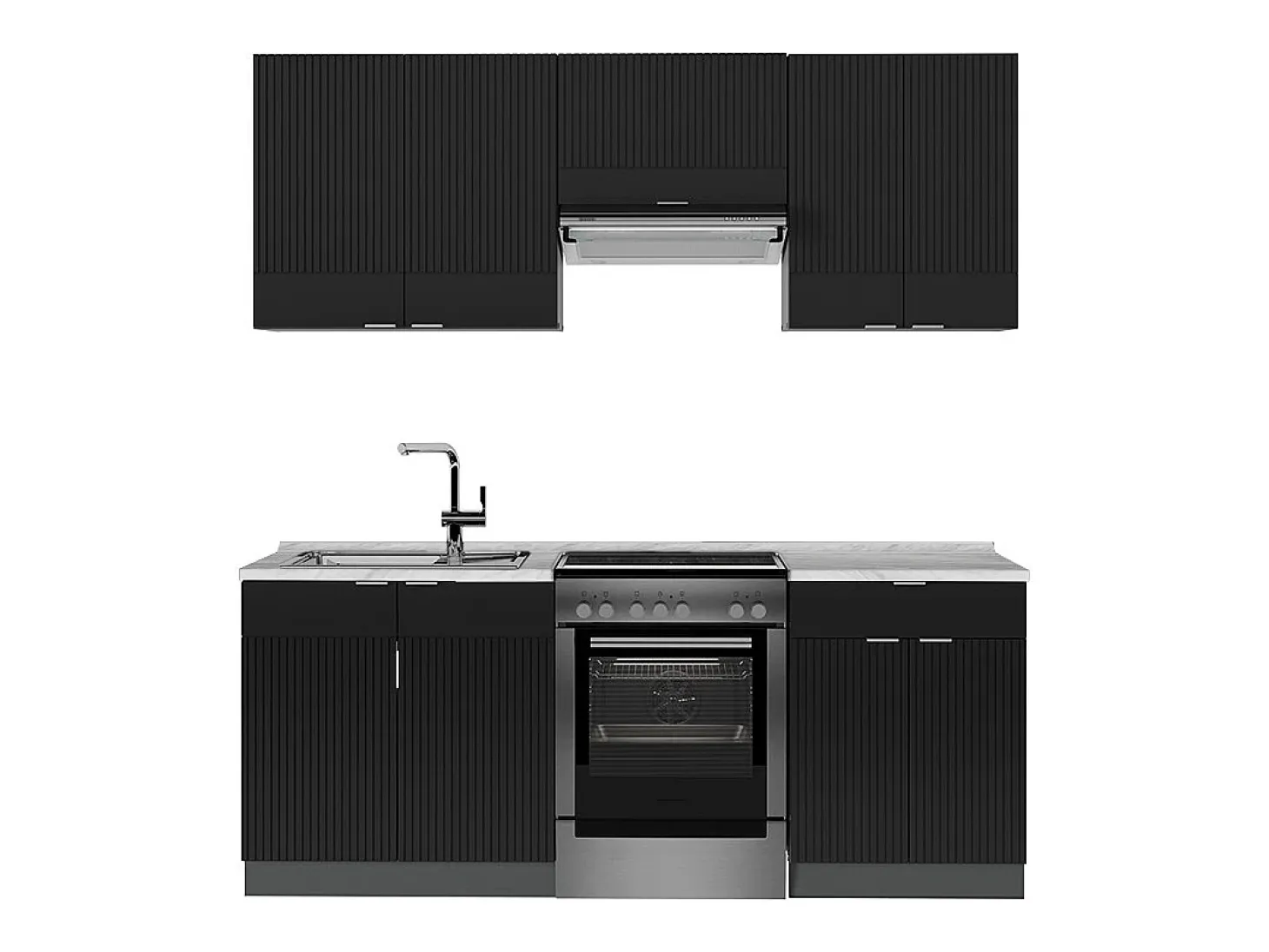 Mueble de cocina rayas negras/antracita 200x60x81.6 fame-line