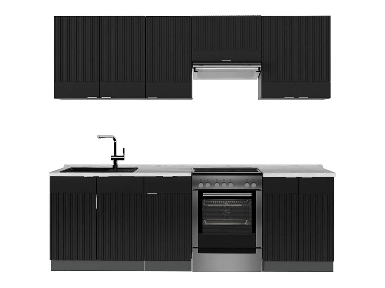 Mueble de cocina rayas negras/antracita 240x60x81.6 fame-line