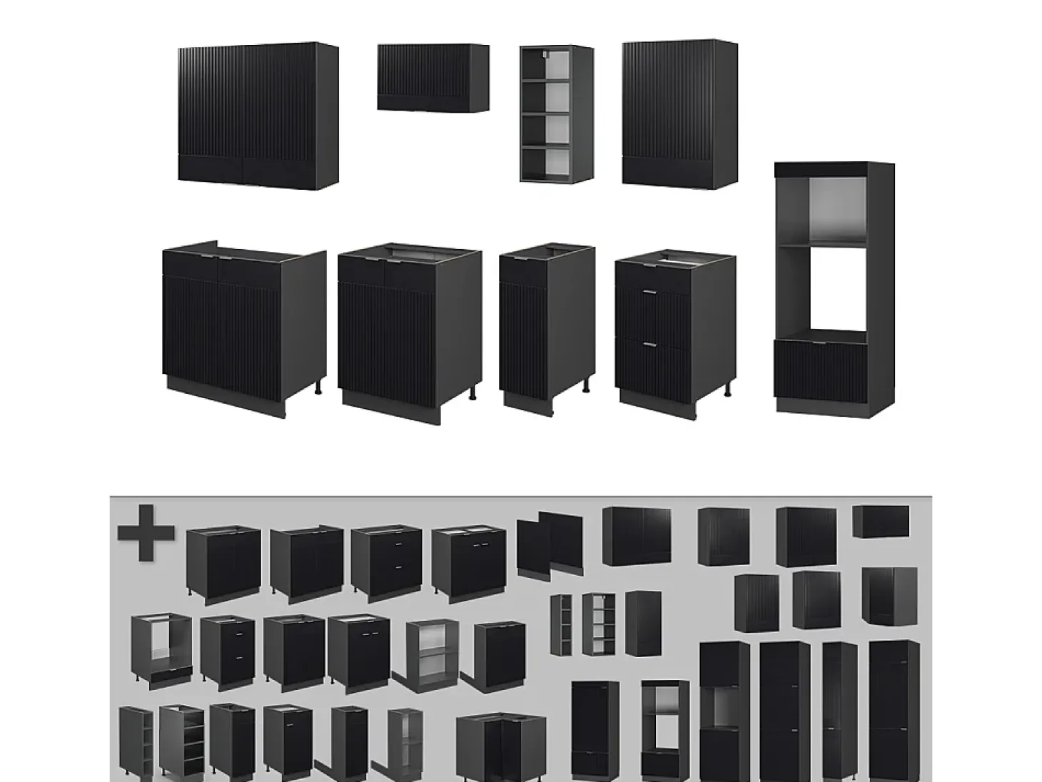 Mueble de cocina rayas negras/antracita 280x60x81.6 fame-line