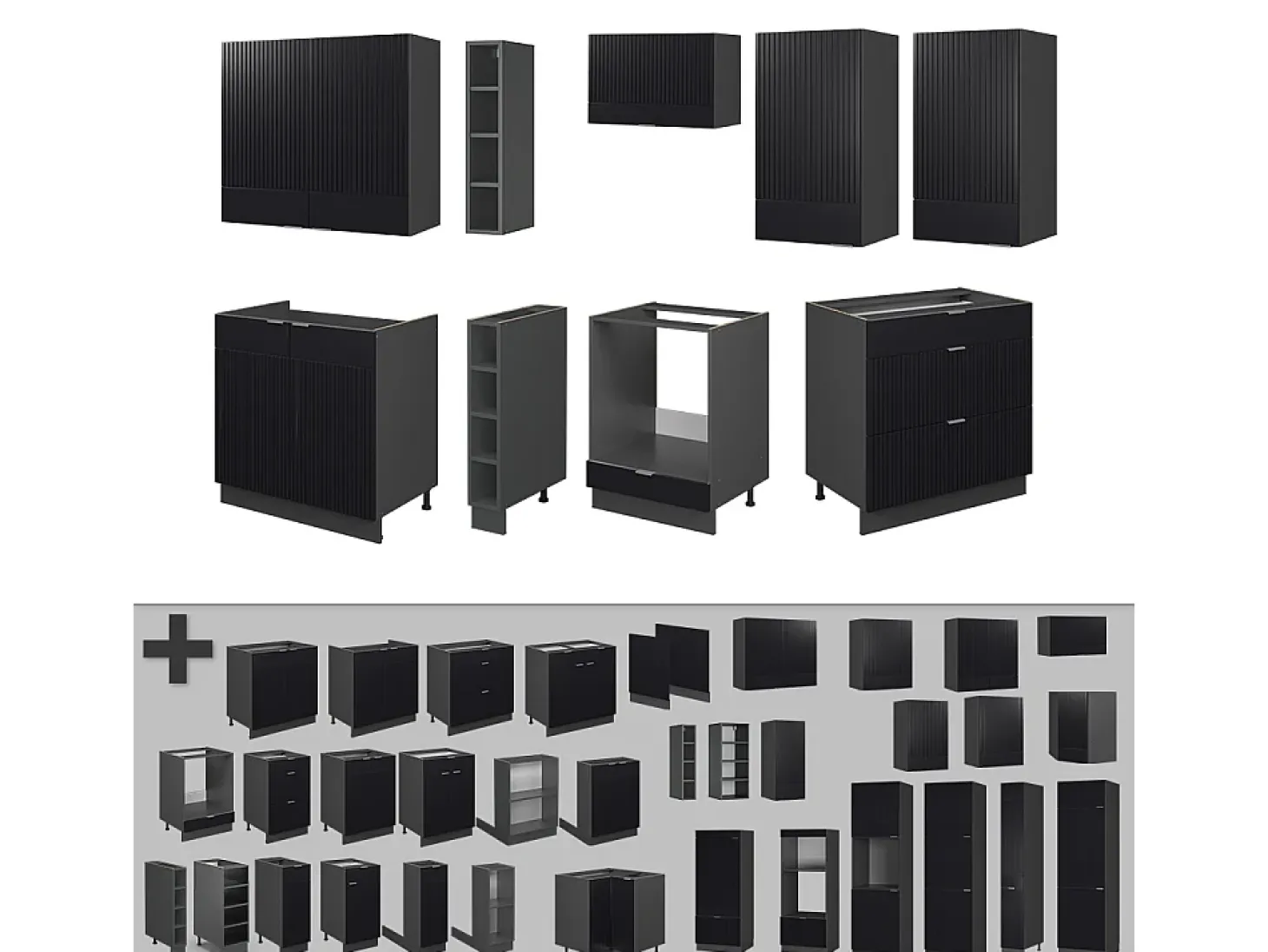 Mueble de cocina rayas negras/antracita 235x60x81.6 fame-line
