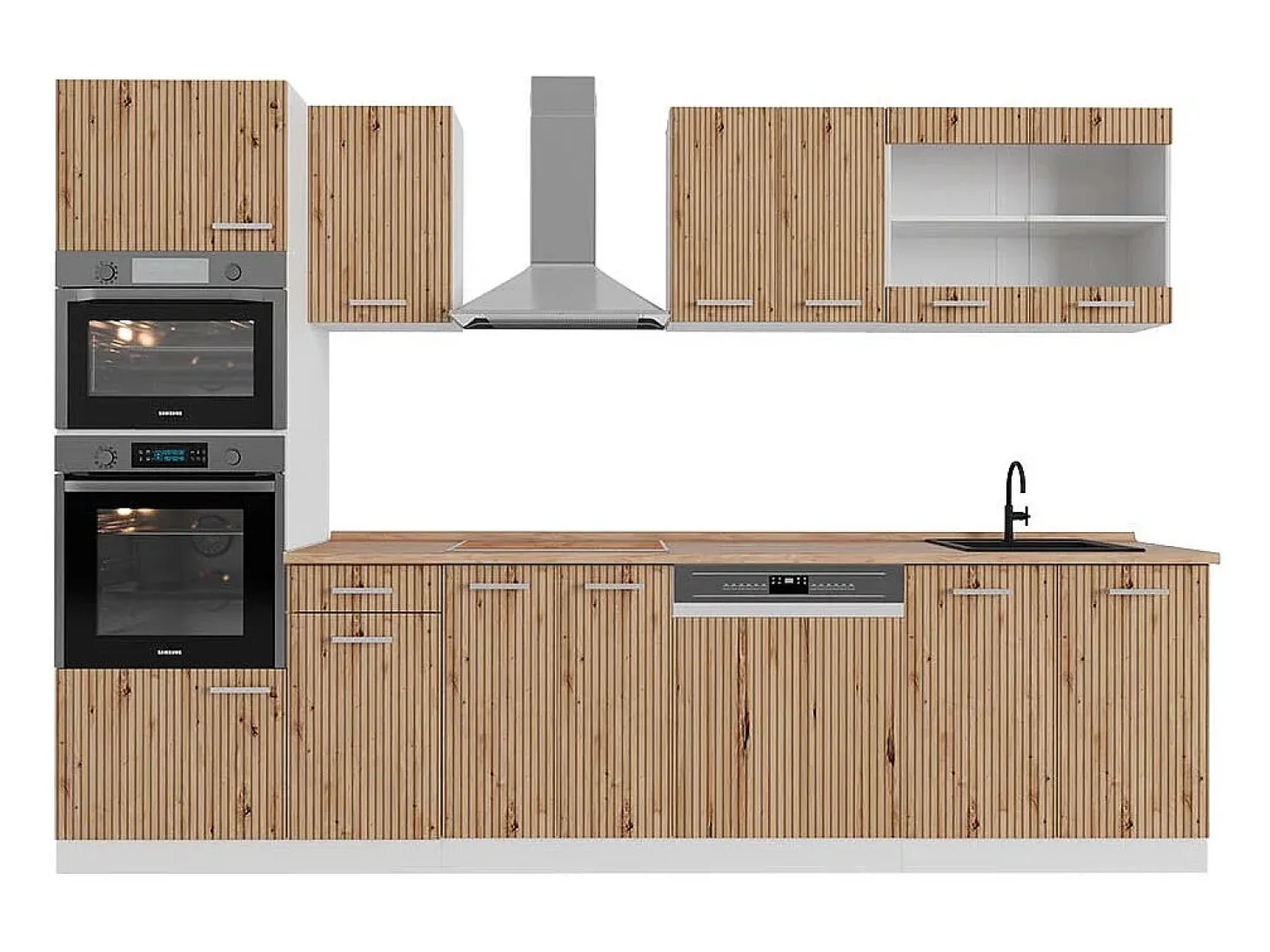 Mueble de cocina roble artesanal/blanco 300x60x81.6 r-line