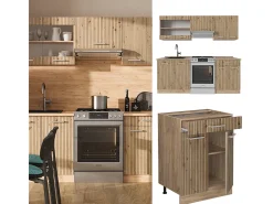 Mueble de cocina roble artesanal/roble dorado 200x60x81.6 r-line