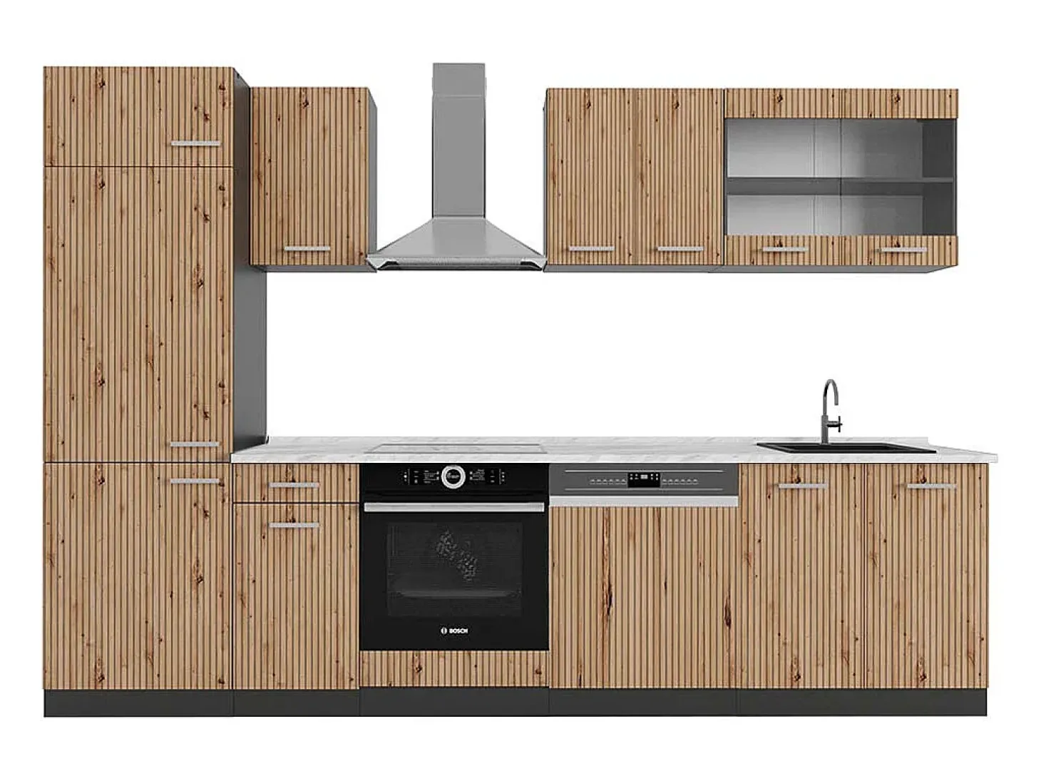 Mueble de cocina roble artesanal/antracita 300x60x81.6 r-line