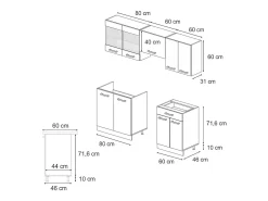Mueble de cocina roble artesanal/antracita 200x60x81.6 r-line