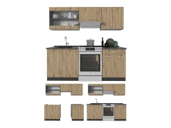 Mueble de cocina roble artesanal/antracita 200x60x81.6 r-line