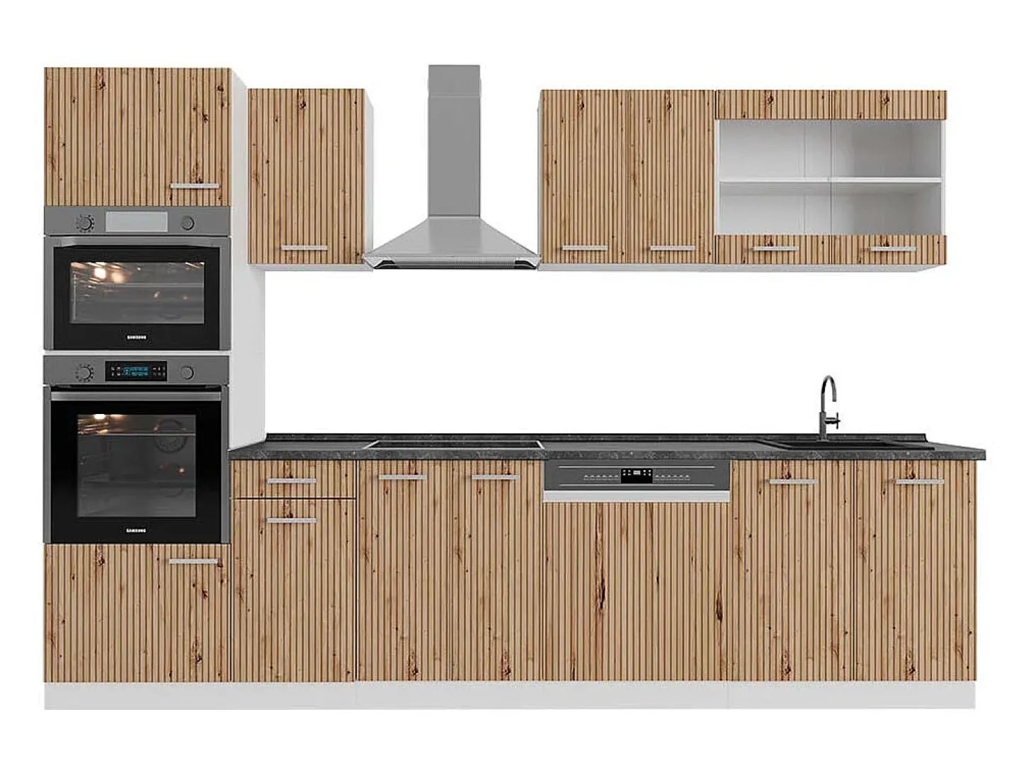 Mueble de cocina roble artesanal/blanco 300x60x81.6 r-line