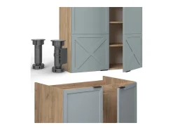Mueble de cocina roble azul claro/gris dorado 200x60x81.6 fame-line