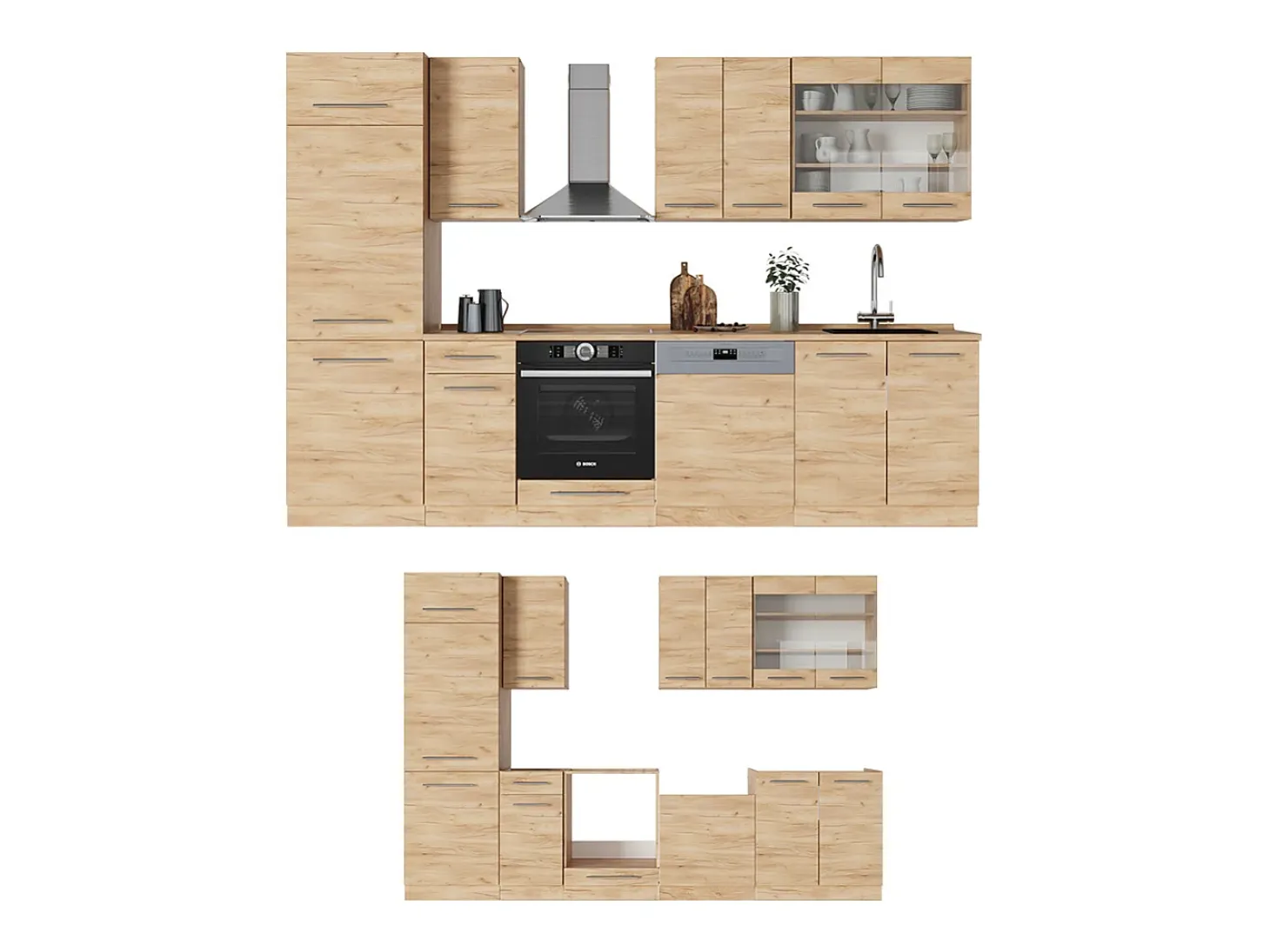 Mueble de cocina roble dorado 300x46x81.6 fame-line