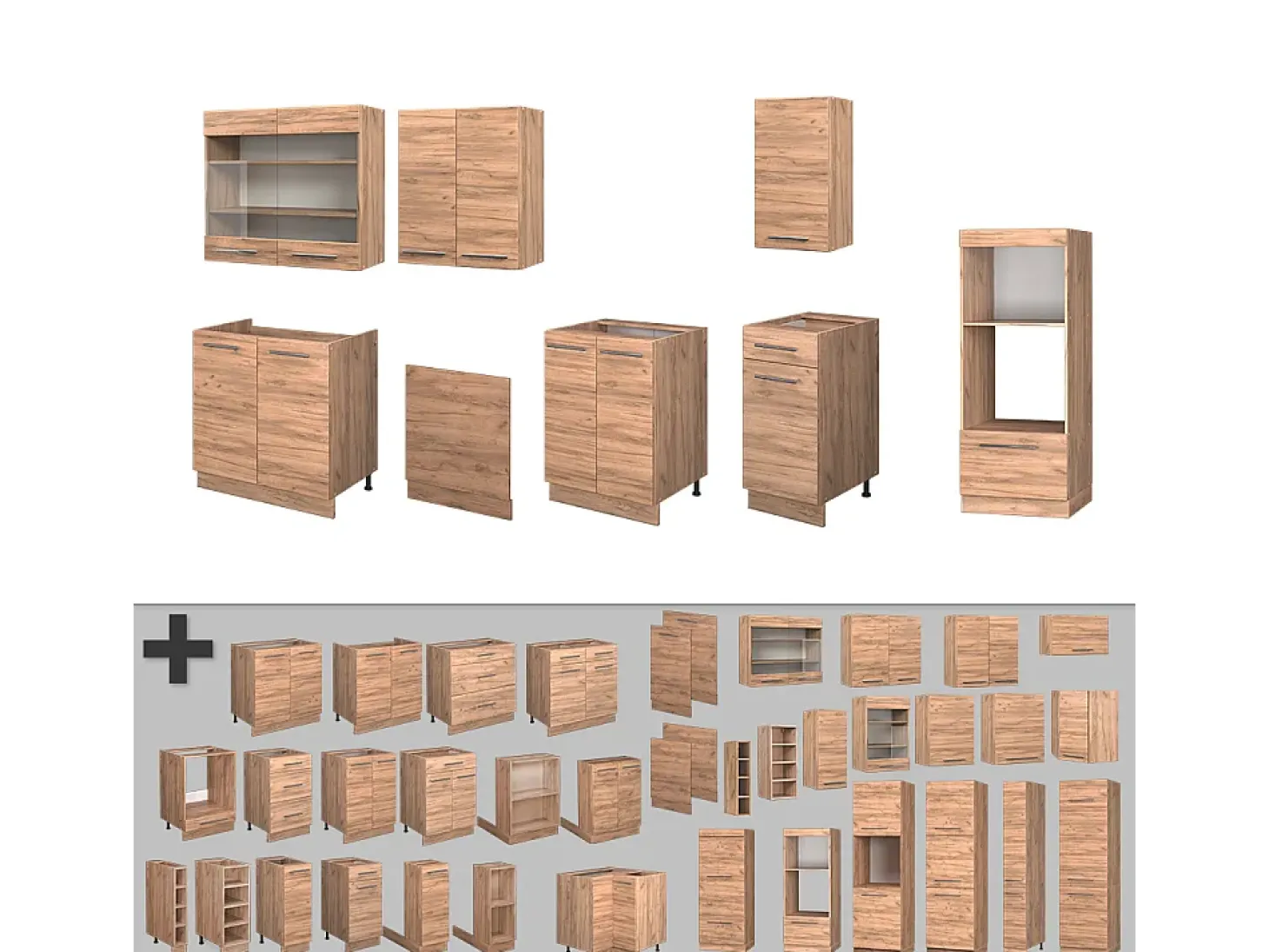 Mueble de cocina roble dorado 300x60x81.6 fame-line