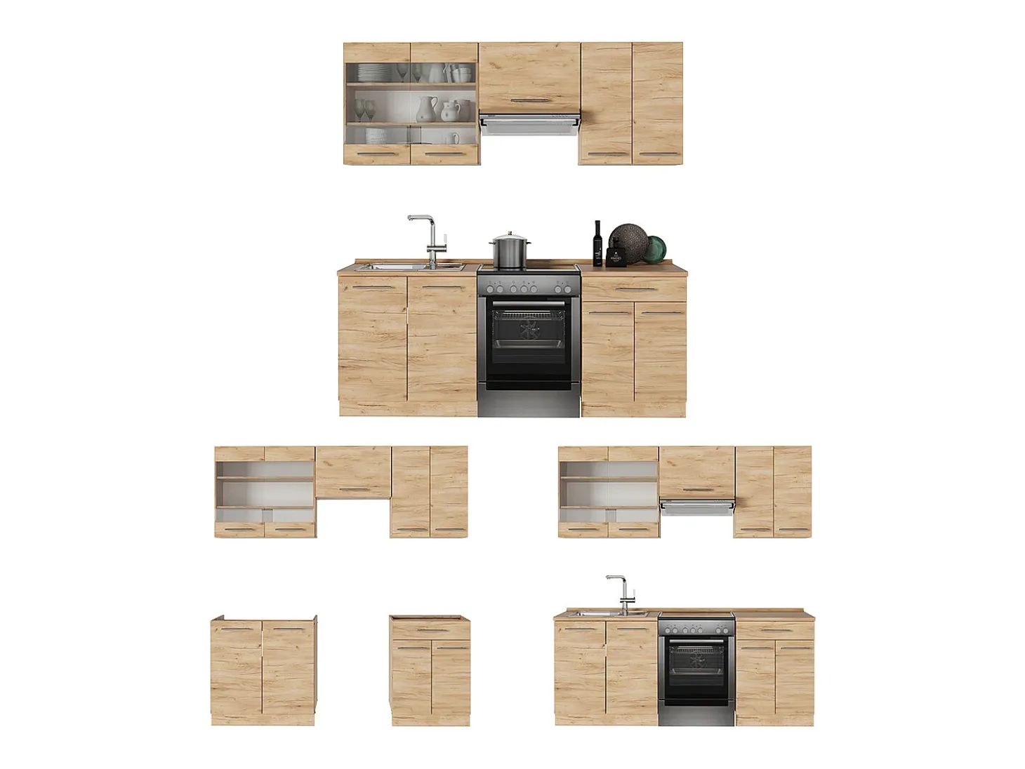 Mueble de cocina roble dorado 200x60x81.6 fame-line