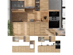 Mueble de cocina roble dorado 280x46x81.6 fame-line