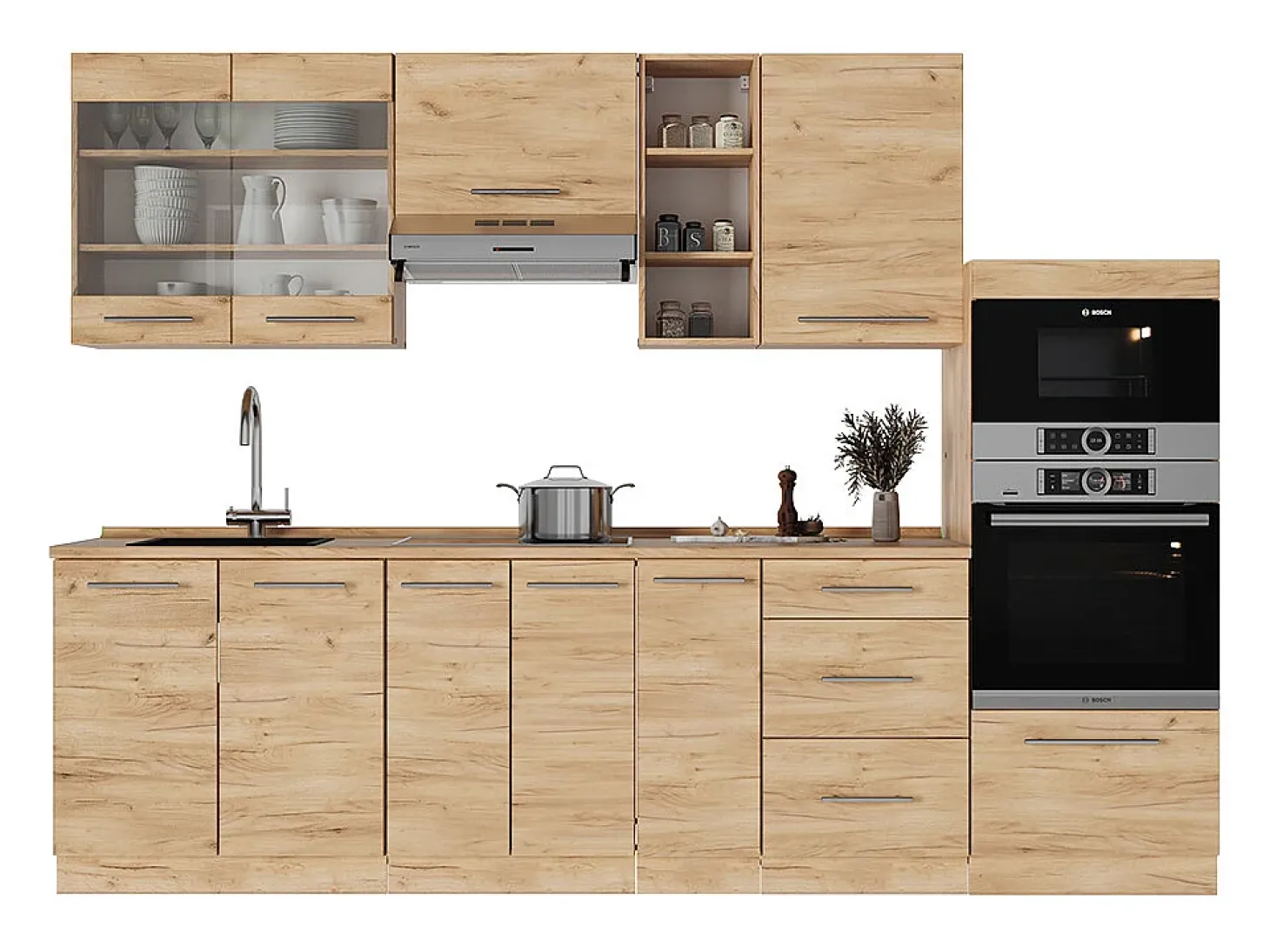 Mueble de cocina roble dorado 280x60x81.6 fame-line