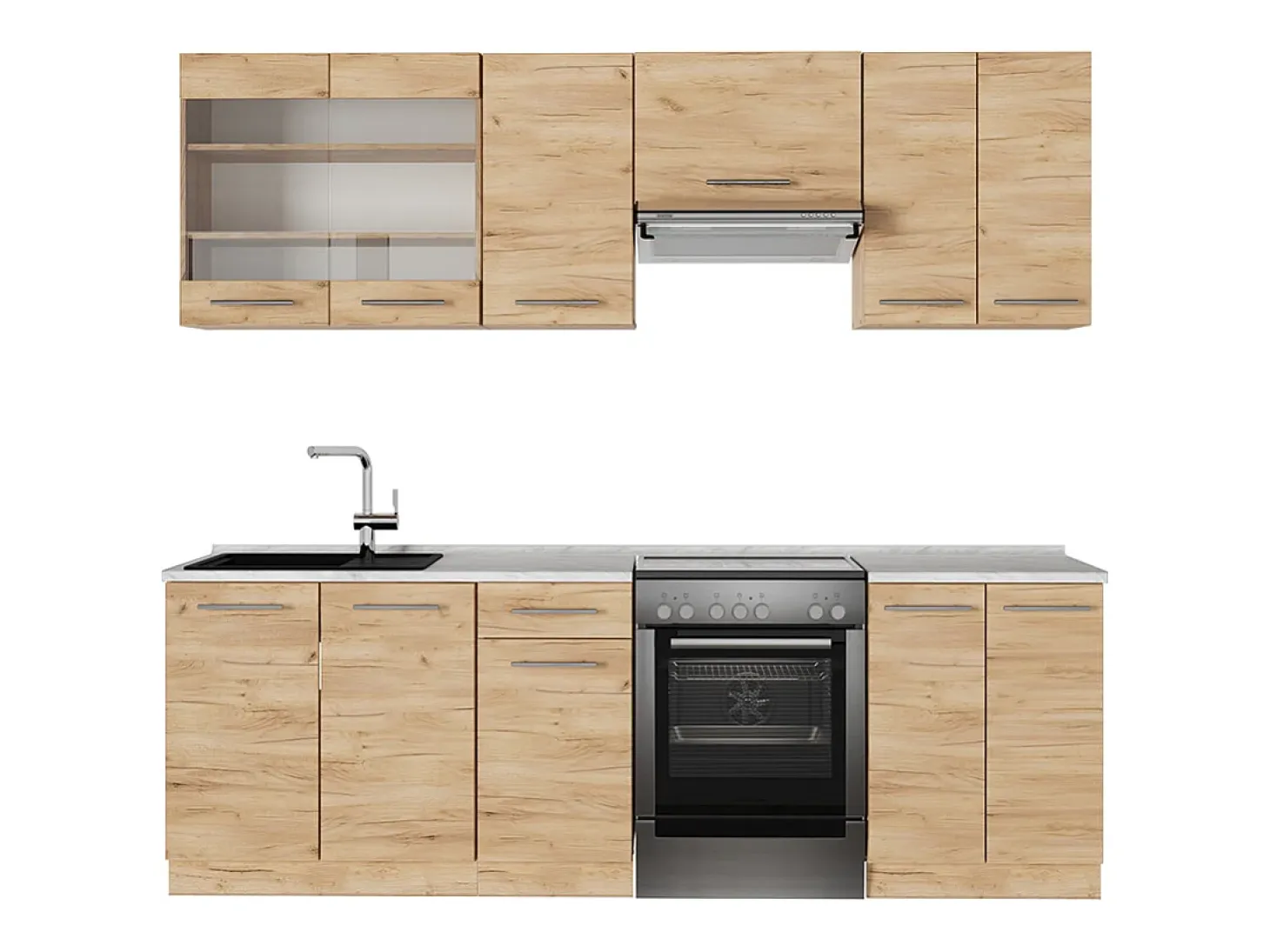 Mueble de cocina roble dorado 240x60x81.6 fame-line