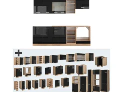 Mueble de cocina roble negro/dorado de alto brillo 240x46x81.6 r-line
