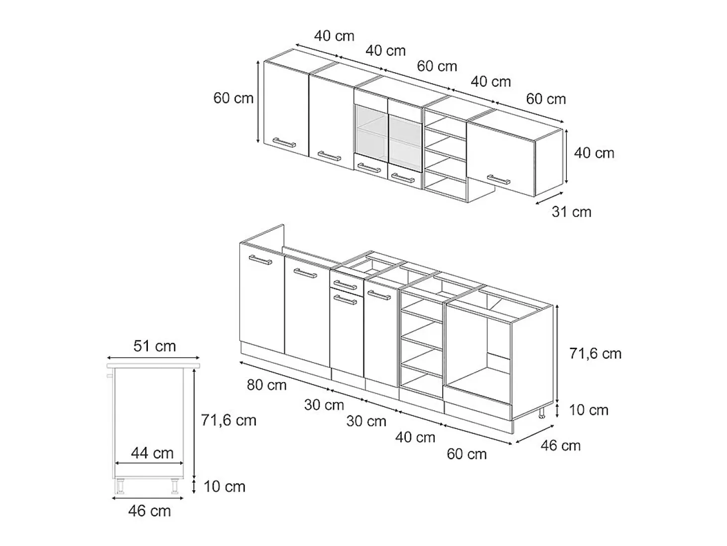 Mueble de cocina roble sonoma/goldkraft 240x60x81.6 r-line
