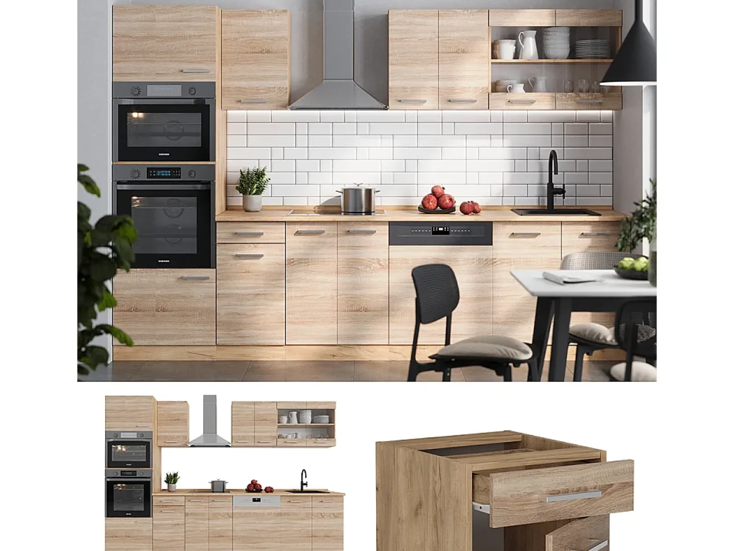 Mueble de cocina roble sonoma/goldkraft 300x60x81.6 r-line