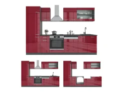 Mueble de cocina rojo brillo intenso/antracita 300x46x81.6 r-line