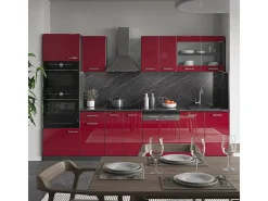 Mueble de cocina rojo brillo intenso/antracita 300x60x81.6 r-line
