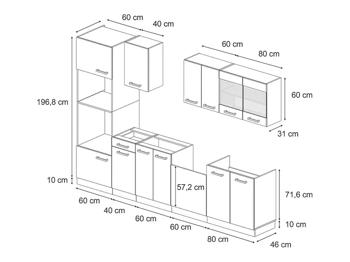 Mueble de cocina rojo brillo intenso/roble dorado 300x46x81.6 r-line