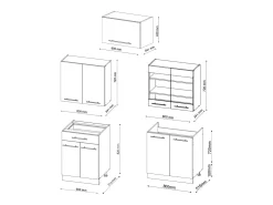 Mueble de cocina rojo burdeos alto brillo 200x46x81.6 fame-line
