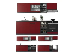 Mueble de cocina rojo/antracita 240x60x81.6 r-line