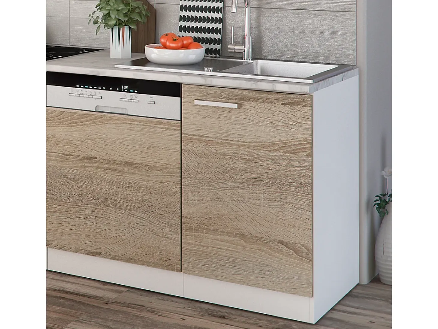 Mueble de cocina sonoma/blanco 270x46x81.6 optima