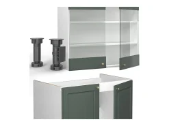 Mueble de cocina verde-dorado casa de campo/blanco 240x46x81.6 fame-line