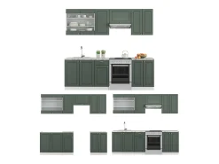 Mueble de cocina verde-dorado casa de campo/blanco 240x46x81.6 fame-line