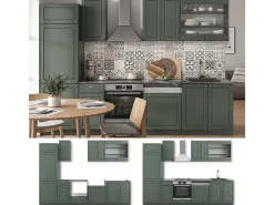 Mueble de cocina verde-dorado casa de campo/antracita 300x46x81.6 fame-line