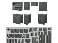 Mueble de cocina verde-dorado casa de campo/antracita 240x46x81.6 fame-line