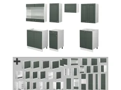 Mueble de cocina verde-dorado casa de campo/blanco 240x60x81.6 fame-line