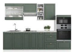 Mueble de cocina verde-dorado casa de campo/blanco 280x60x81.6 fame-line