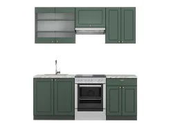 Mueble de cocina verde-dorado casa de campo/antracita 200x60x81.6 fame-line