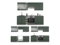 Mueble de cocina verde-dorado casa de campo/blanco 235x46x81.6 fame-line
