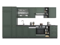 Mueble de cocina verde-dorado casa de campo/antracita 355x46x81.6 fame-line