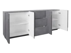 Mueble salón aparador diseño 4 puertas 3 cajones 220 cm pizarra Ping Wide