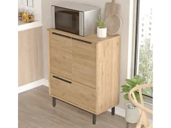 Mueble versátil aparador para cocina o zapatero con 3 puertas de madera de 75x36x90 cm Thaon - Natural