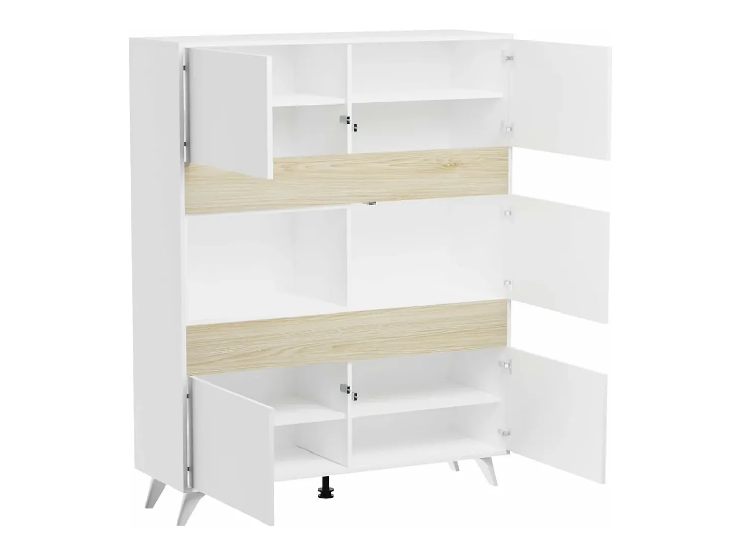 Mueble Vitrina para Salón o Comedor, Mueble de salón, Aparador cocina, Color Roble y Blanco, Medidas: 120 cm (Ancho) x 150 cm (Alto) x 40 cm (Fondo)