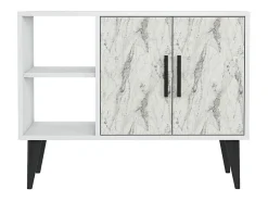 Mueble zapatero blanco moderno para recibidor y salón 90x35x70cm Arizona - Efecto mármol blanco