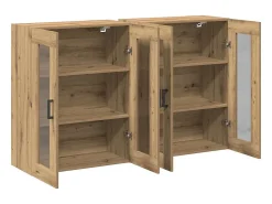 Muebles de pared de 2 piezas en roble artesano 69,5 x 34 x 90 cm en madera técnica.