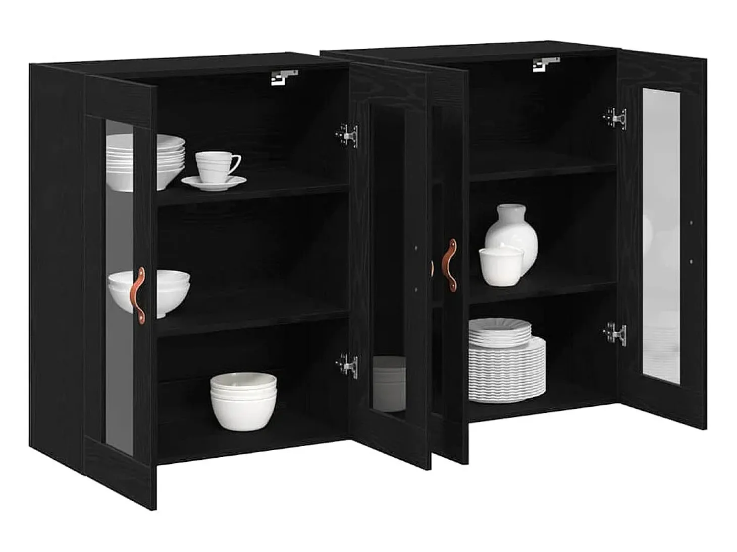 Muebles de pared de 2 piezas en roble negro, 69,5 x 34 x 90 cm, fabricados en madera reconstituida.