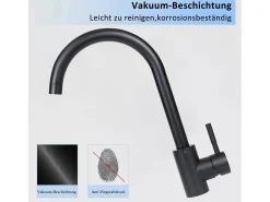NETTLIFE Grifo de cocina Grifo de alta presión Grifo de fregadero de cocina de acero inoxidable giratorio 360°