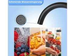 NETTLIFE Grifo de cocina Grifo de alta presión Grifo de fregadero de cocina de acero inoxidable giratorio 360°