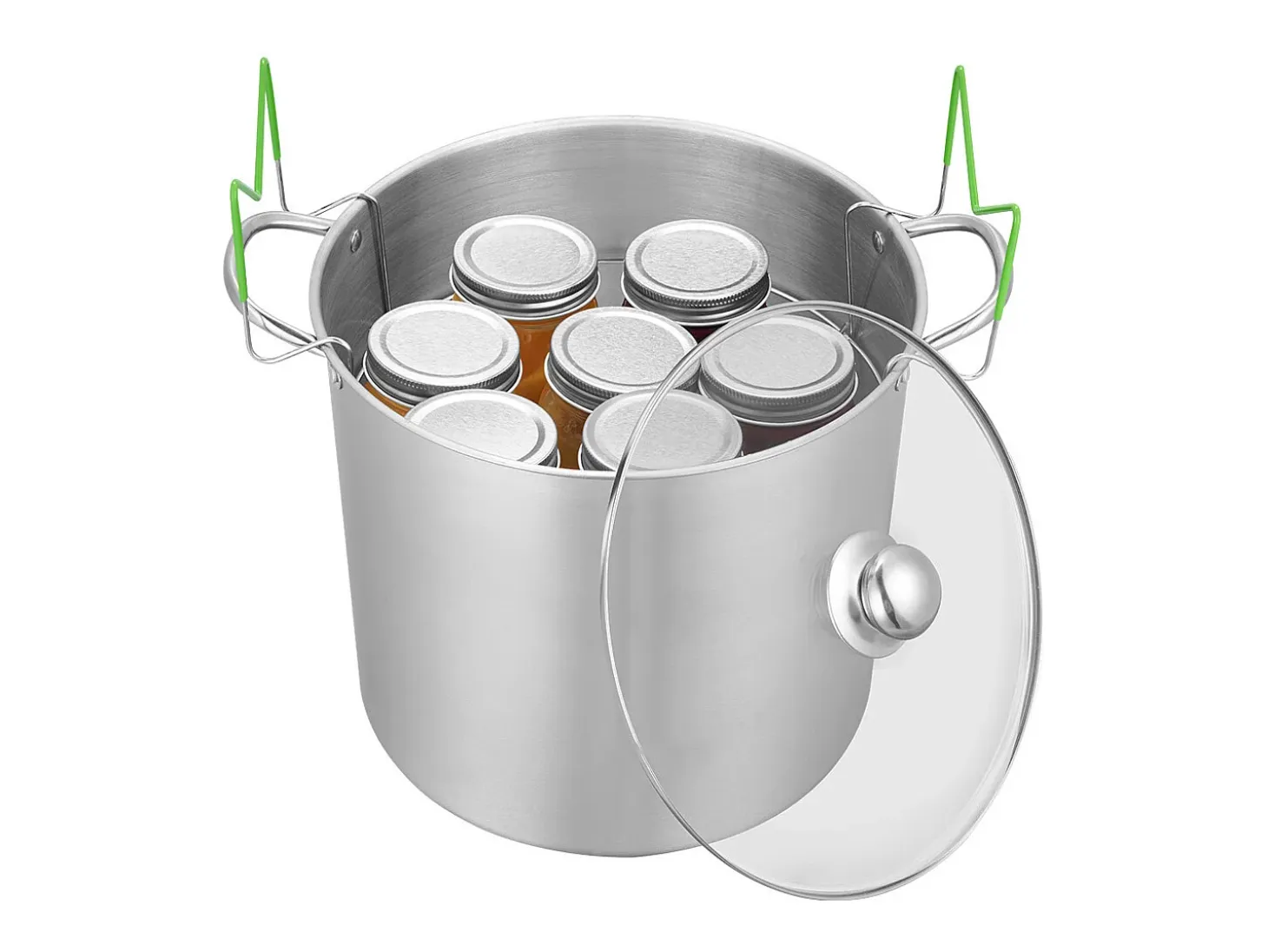 Olla para Conservas SucceBuy 19,86 L con Soporte, de Acero Inoxidable para Baño María con Doble Asa y Tapa de Vidrio, Adecuada para Todos