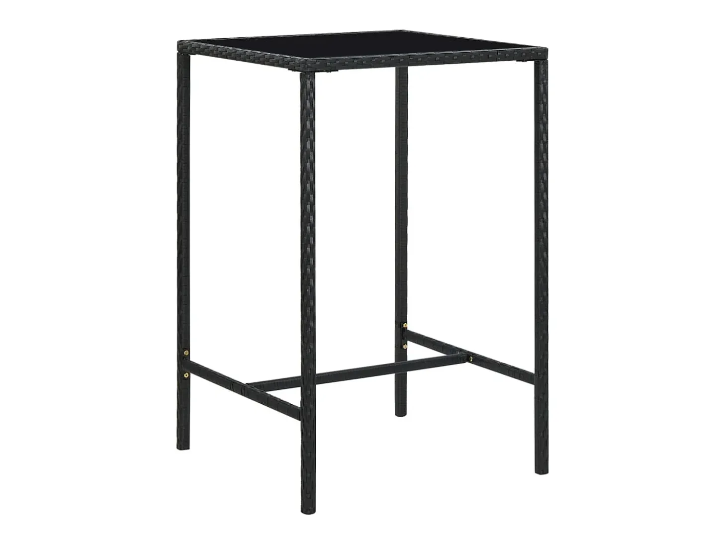 Orren Mesa alta de jardín ratán sintético y vidrio negro 70x70x110 cm