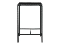 Orren Mesa alta de jardín ratán sintético y vidrio negro 70x70x110 cm