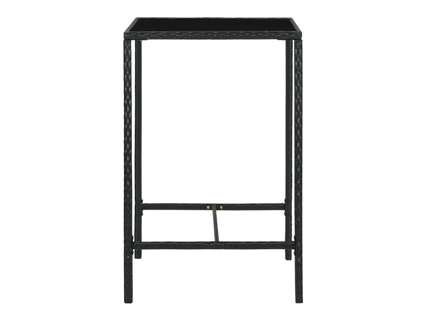 Orren Mesa alta de jardín ratán sintético y vidrio negro 70x70x110 cm