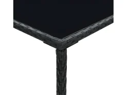 Orren Mesa alta de jardín ratán sintético y vidrio negro 70x70x110 cm