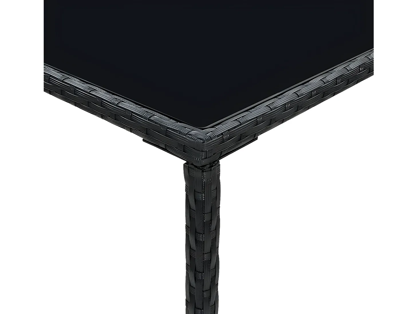 Orren Mesa alta de jardín ratán sintético y vidrio negro 70x70x110 cm